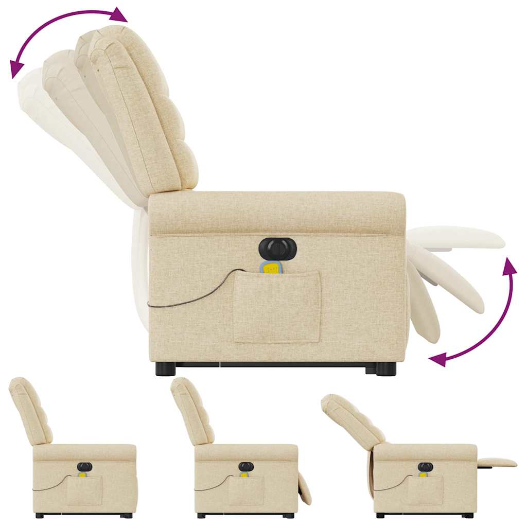 Fauteuil inclinable de massage électrique Crème Tissu Fauteuils vidaXL