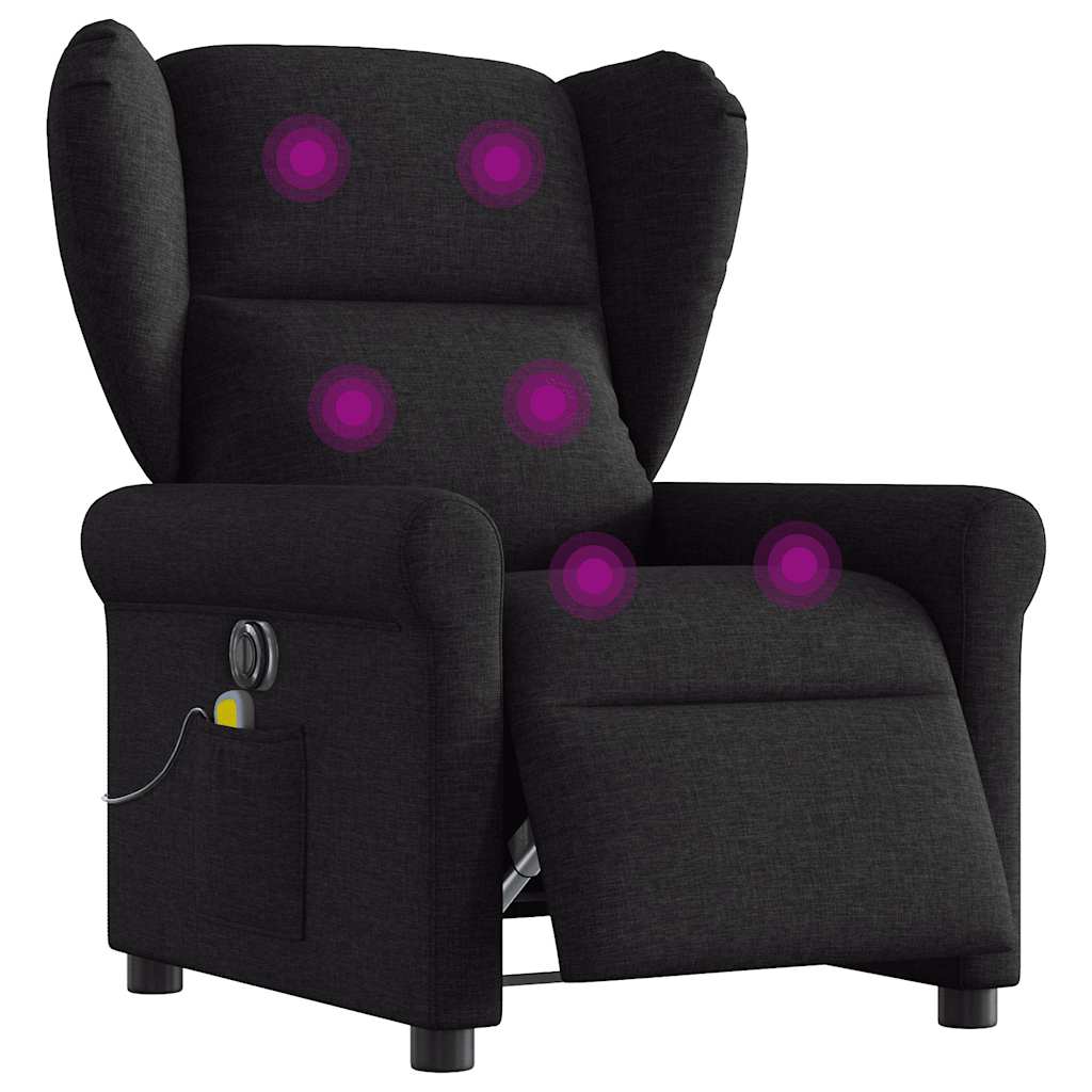 Fauteuil de massage inclinable électrique Noir Tissu Fauteuils vidaXL