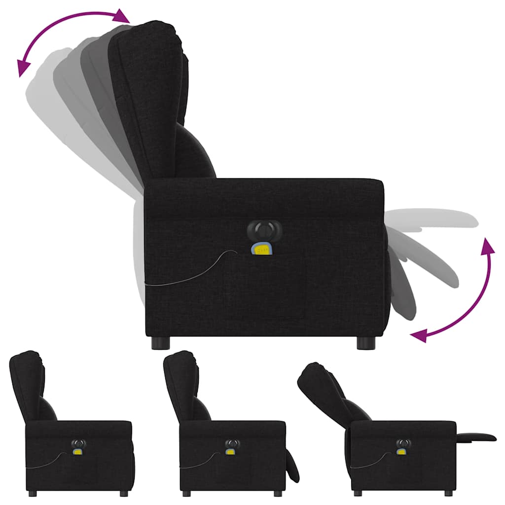 Fauteuil de massage inclinable électrique Noir Tissu Fauteuils vidaXL