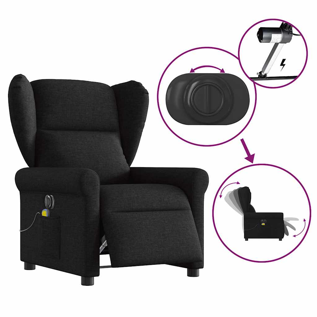 Fauteuil de massage inclinable électrique Noir Tissu Fauteuils vidaXL