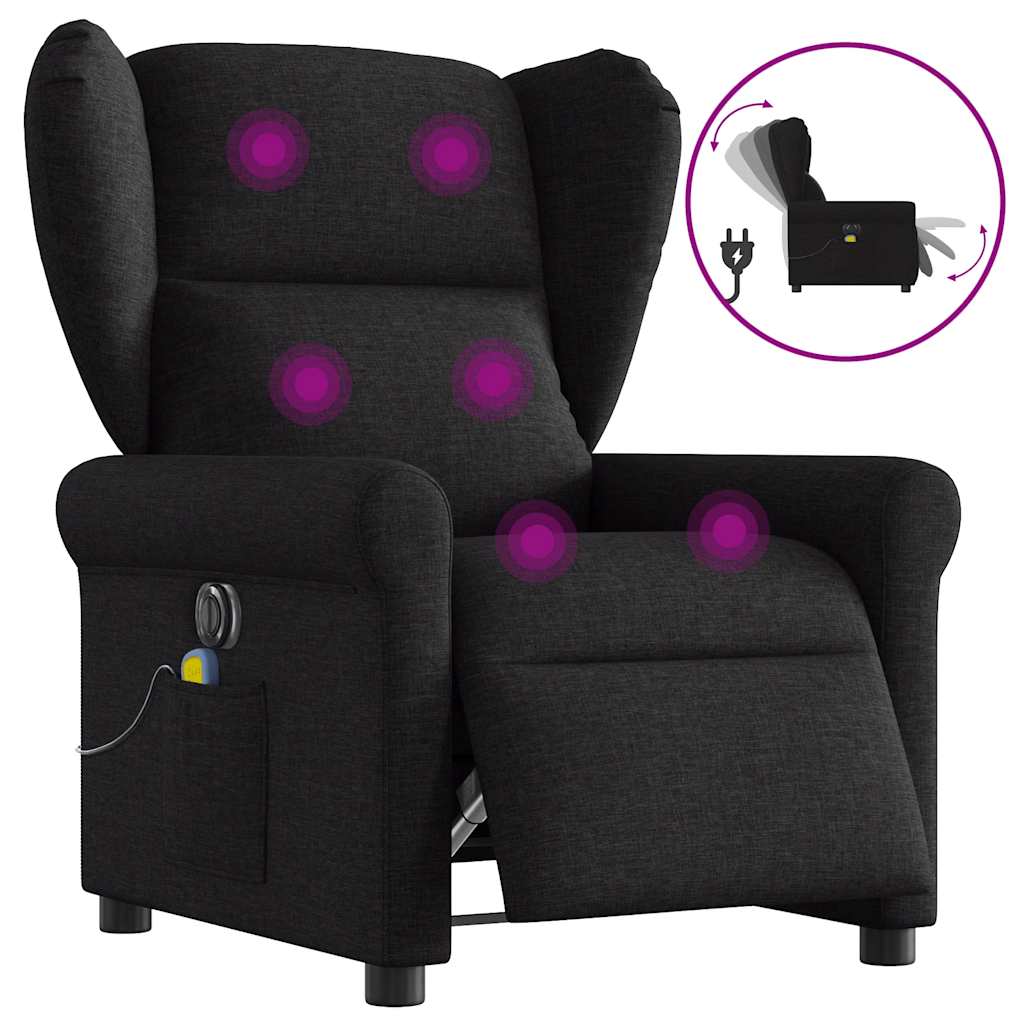 Fauteuil de massage inclinable électrique Noir Tissu Fauteuils vidaXL