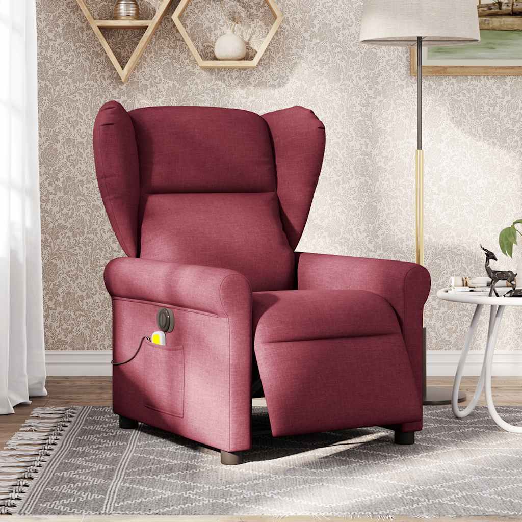 Fauteuil de massage inclinable électrique Rouge bordeaux Tissu Fauteuils vidaXL