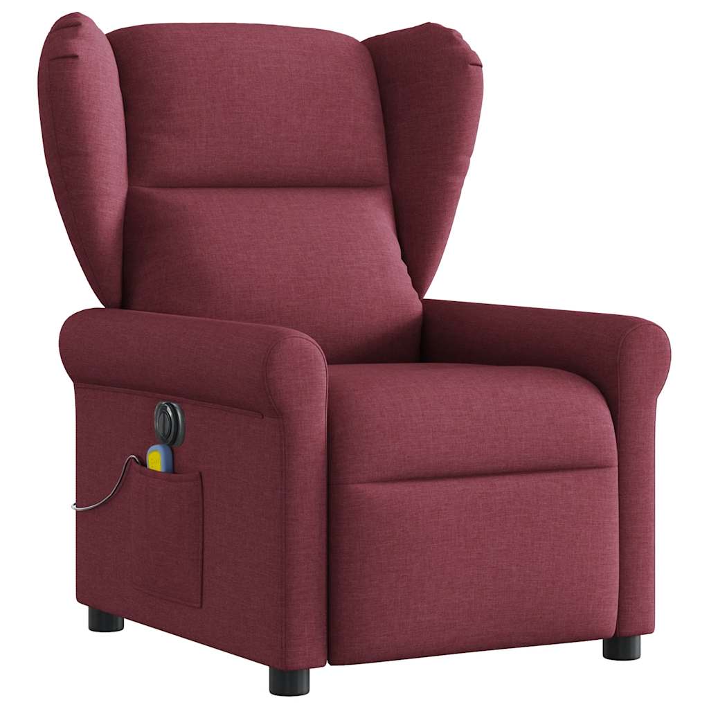 Fauteuil de massage inclinable électrique Rouge bordeaux Tissu Fauteuils vidaXL