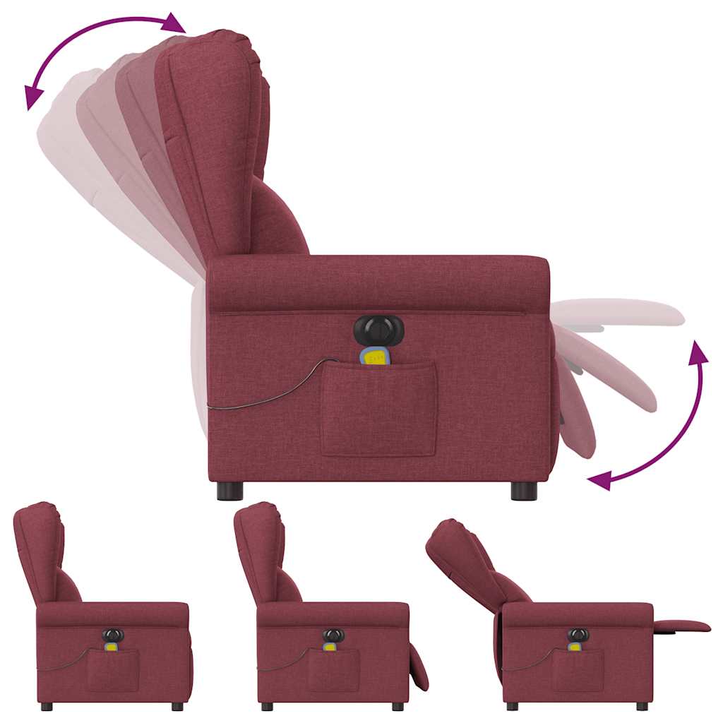 Fauteuil de massage inclinable électrique Rouge bordeaux Tissu Fauteuils vidaXL