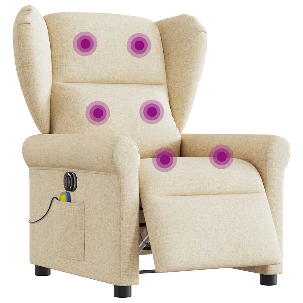 Fauteuil inclinable de massage électrique crème tissu Fauteuils vidaXL