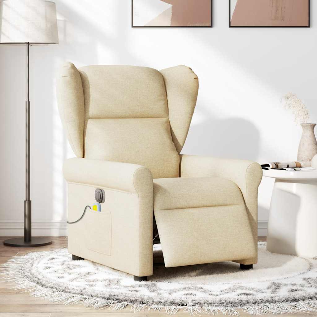 Fauteuil inclinable de massage électrique crème tissu Fauteuils vidaXL