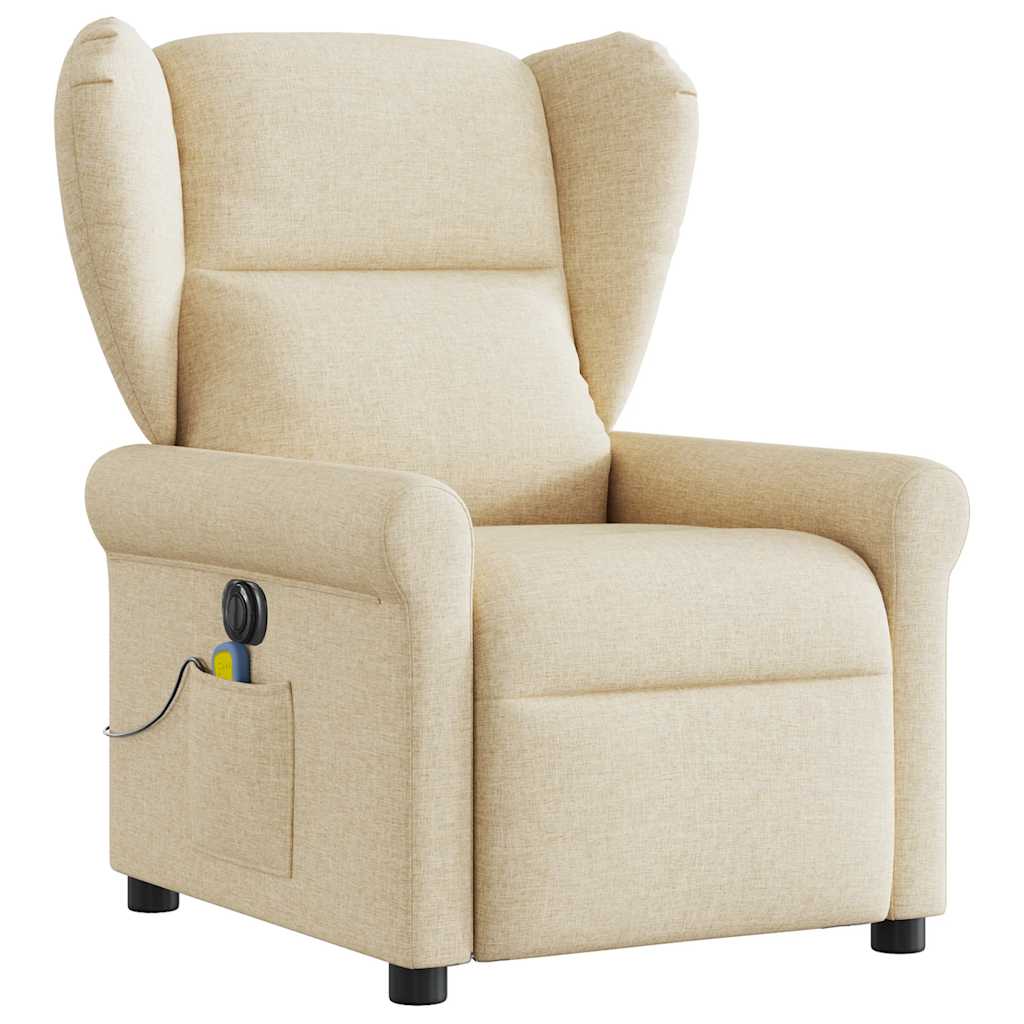 Fauteuil inclinable de massage électrique crème tissu Fauteuils vidaXL