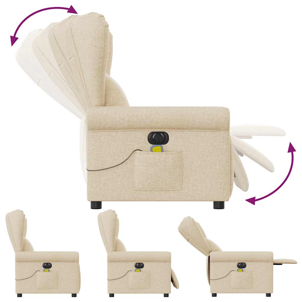 Fauteuil inclinable de massage électrique crème tissu Fauteuils vidaXL