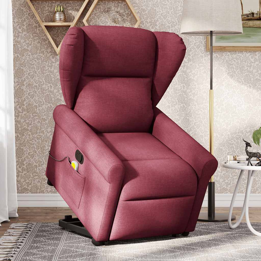 Fauteuil inclinable de massage Rouge bordeaux Tissu Fauteuils vidaXL