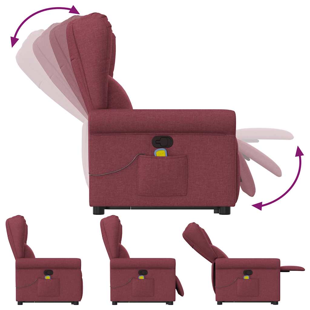 Fauteuil inclinable de massage Rouge bordeaux Tissu Fauteuils vidaXL