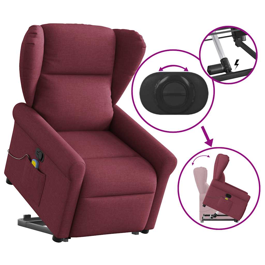 Fauteuil inclinable de massage Rouge bordeaux Tissu Fauteuils vidaXL