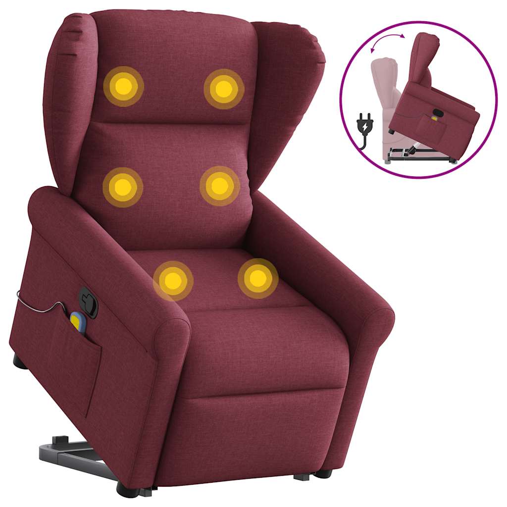 Fauteuil inclinable de massage Rouge bordeaux Tissu Fauteuils vidaXL