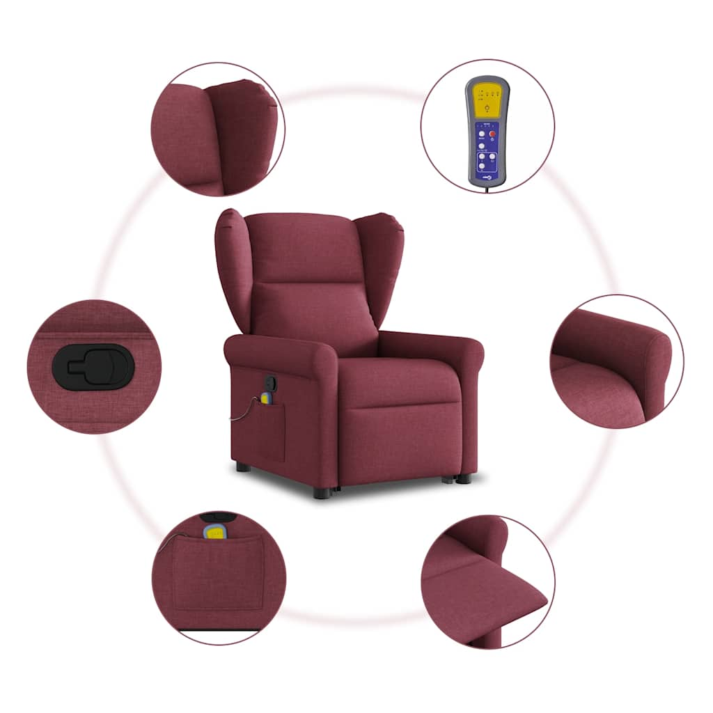 Fauteuil inclinable de massage Rouge bordeaux Tissu Fauteuils vidaXL