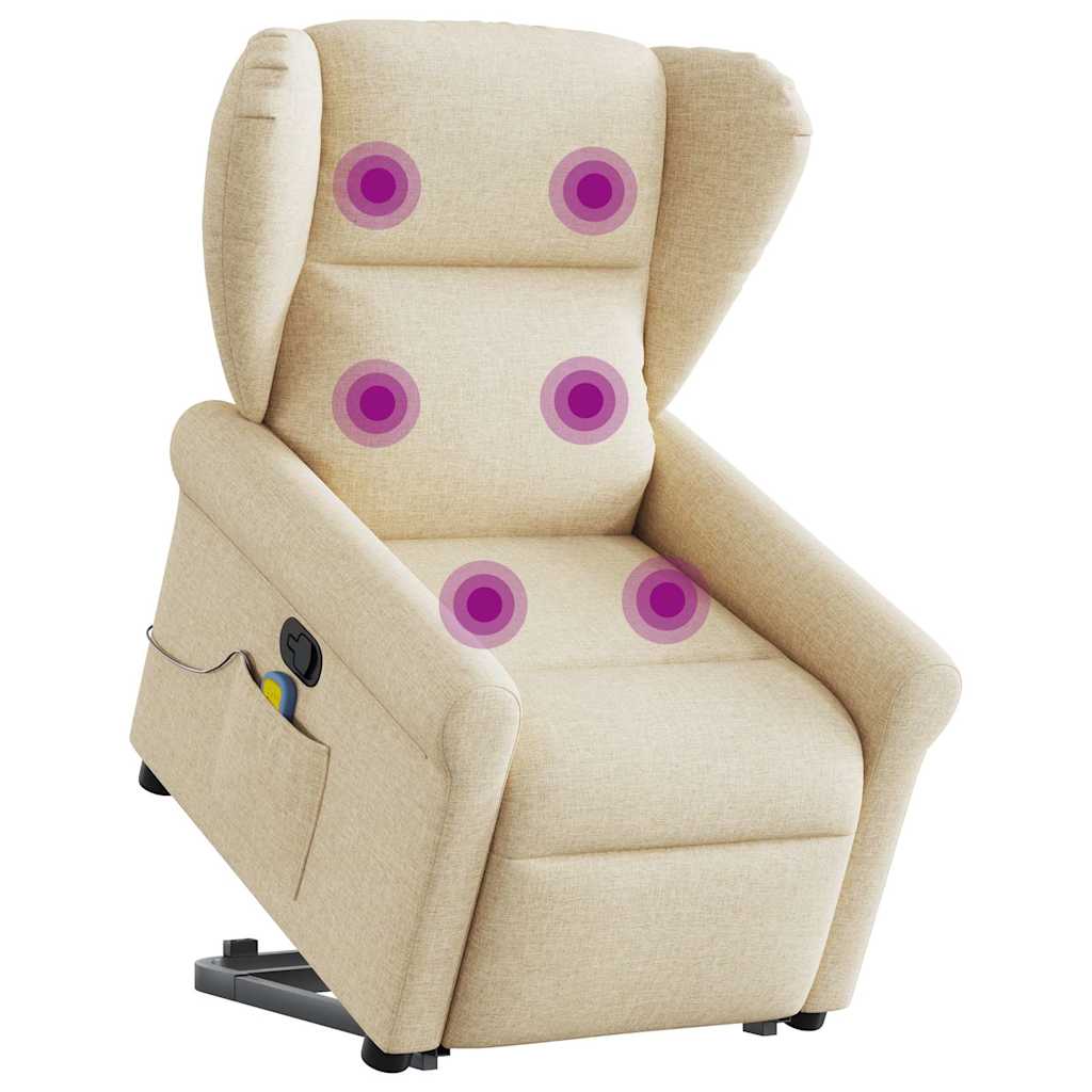 Fauteuil inclinable de massage Crème Tissu Fauteuils vidaXL