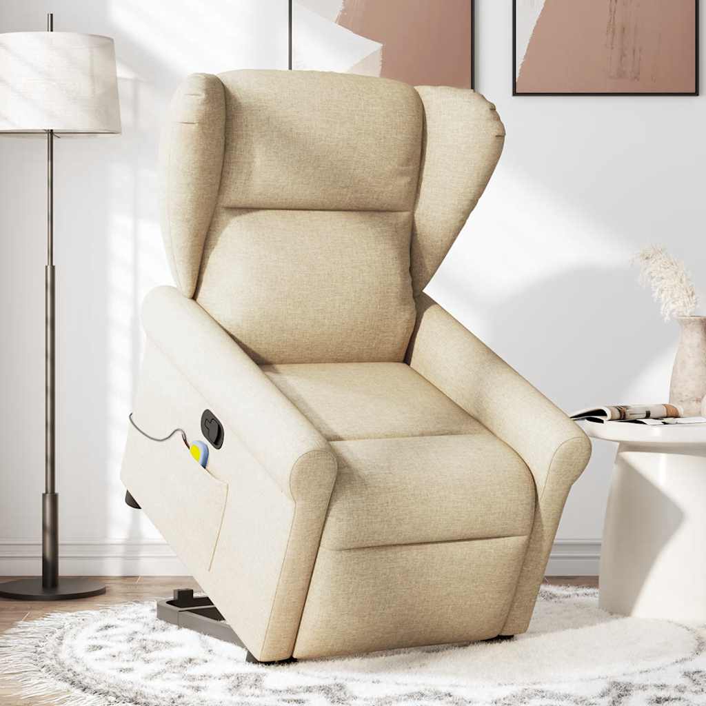 Fauteuil inclinable de massage Crème Tissu Fauteuils vidaXL