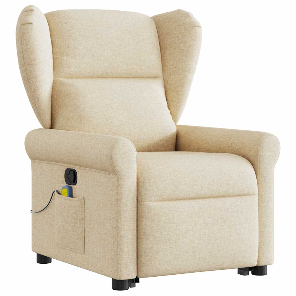 Fauteuil inclinable de massage Crème Tissu Fauteuils vidaXL