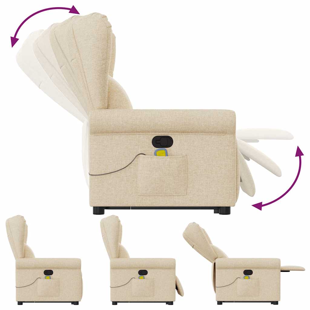 Fauteuil inclinable de massage Crème Tissu Fauteuils vidaXL