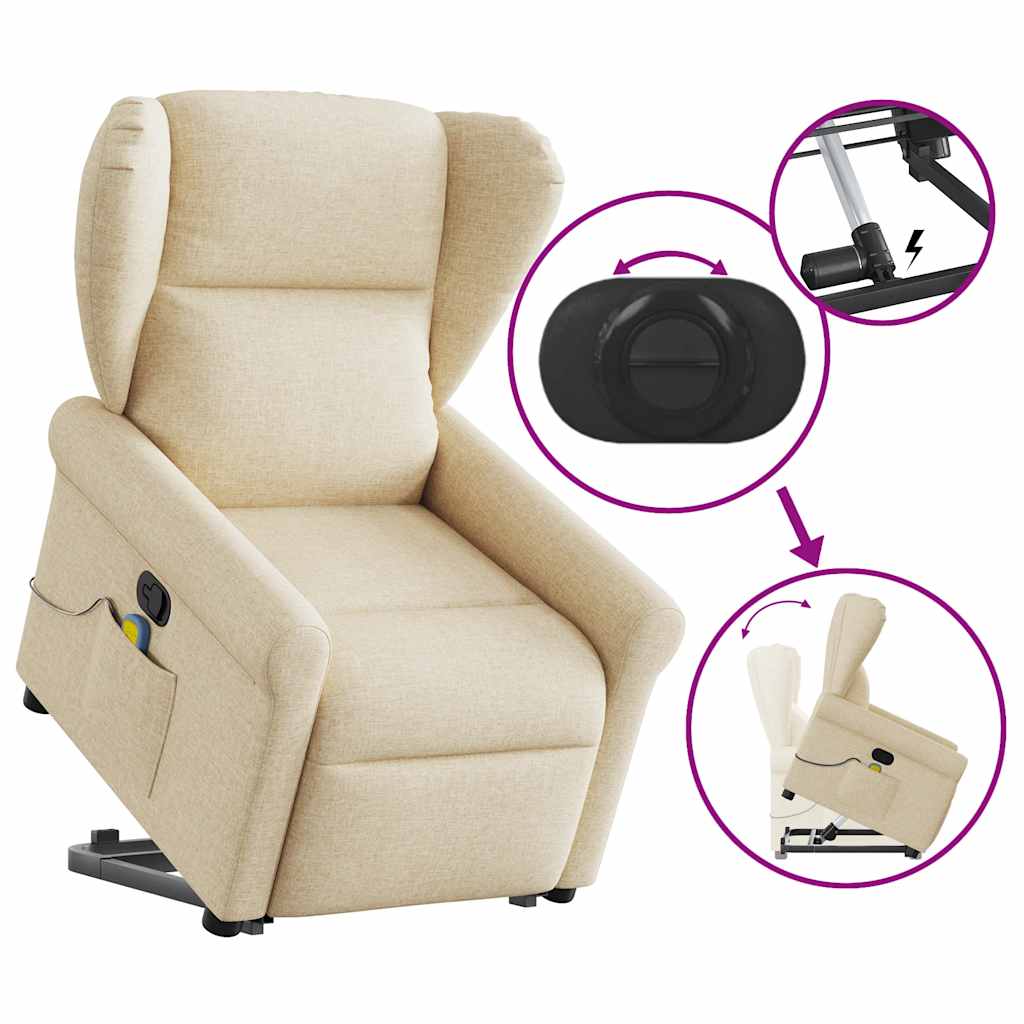 Fauteuil inclinable de massage Crème Tissu Fauteuils vidaXL