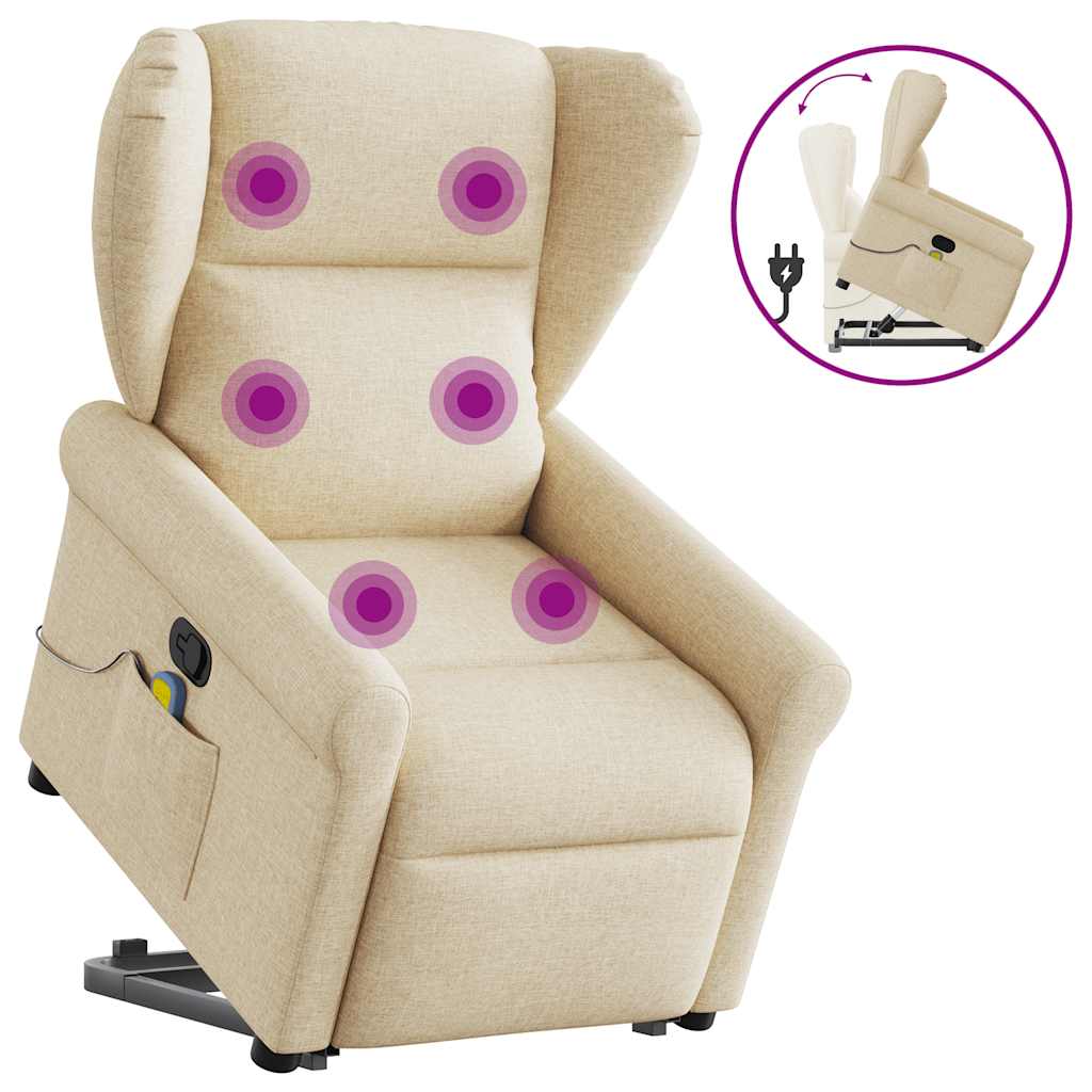 Fauteuil inclinable de massage Crème Tissu Fauteuils vidaXL