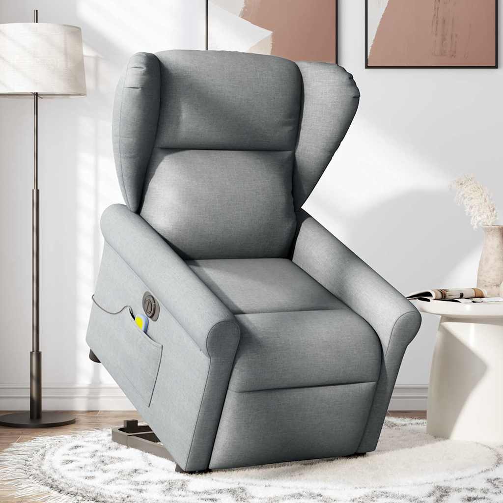 Fauteuil inclinable de massage électrique Gris clair Tissu Fauteuils vidaXL