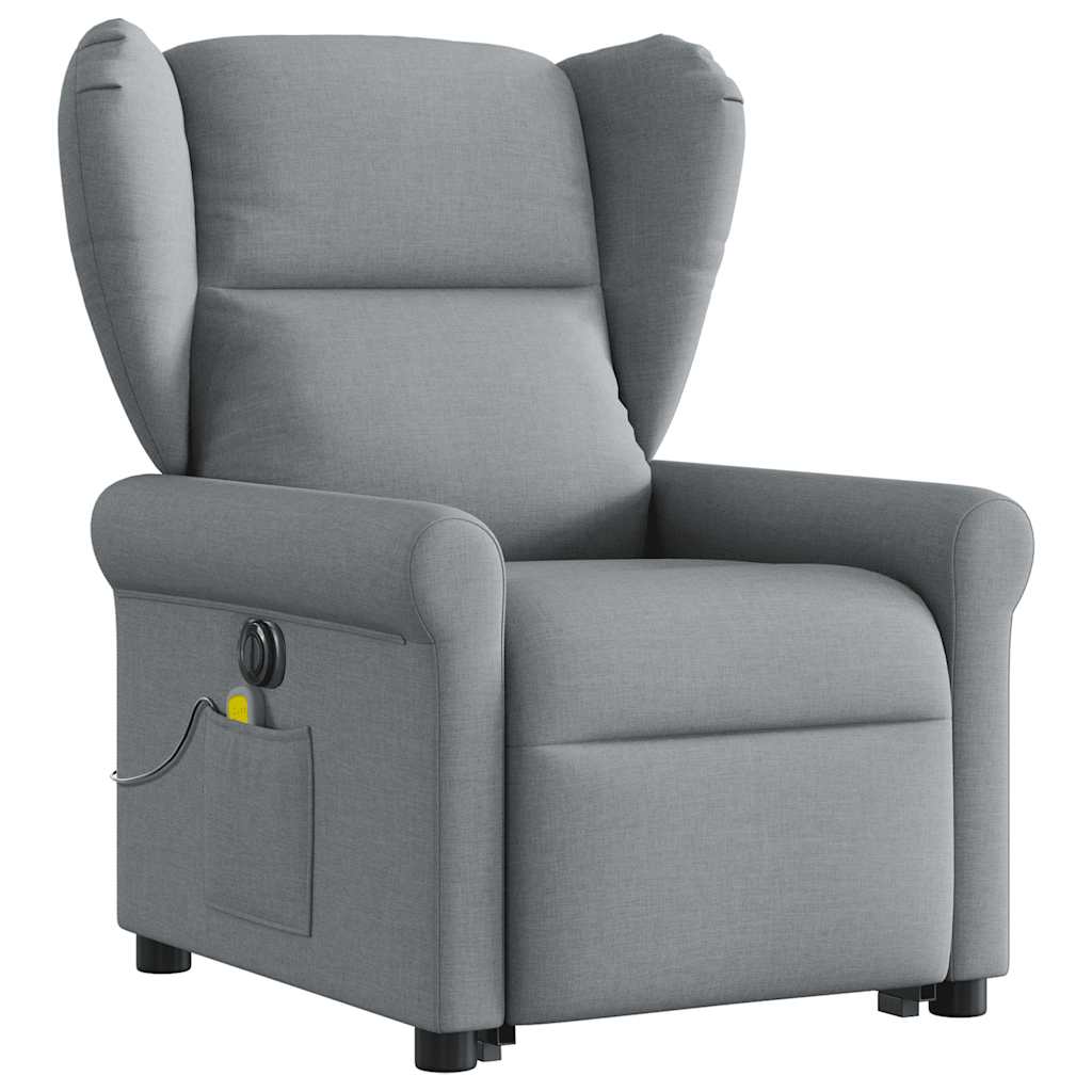 Fauteuil inclinable de massage électrique Gris clair Tissu Fauteuils vidaXL