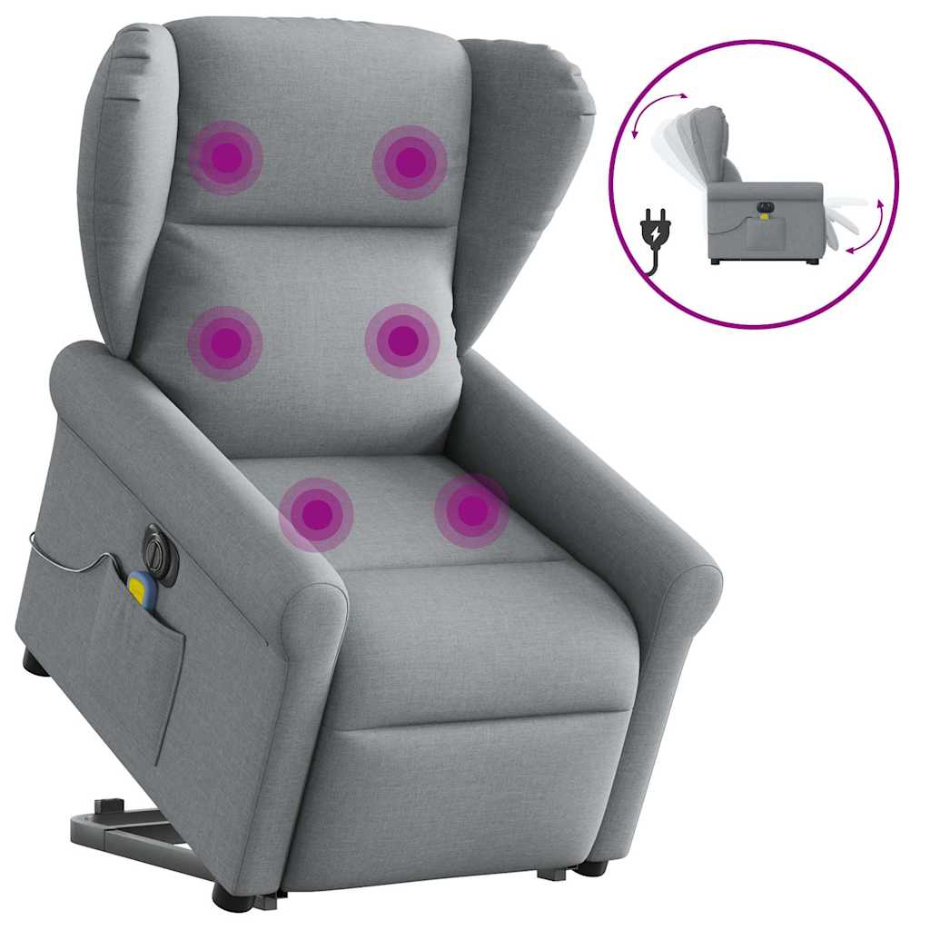 Fauteuil inclinable de massage électrique Gris clair Tissu Fauteuils vidaXL