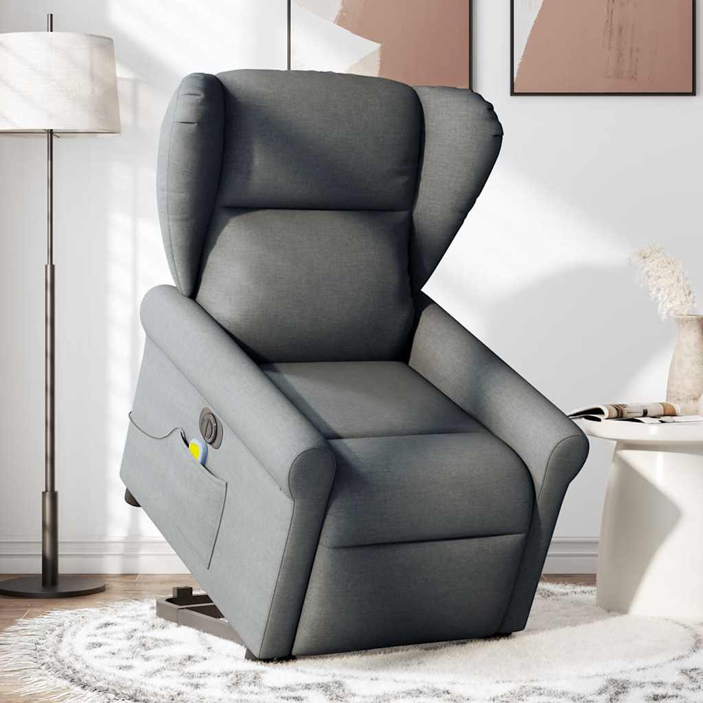 Fauteuil inclinable de massage électrique Gris foncé Tissu Fauteuils vidaXL