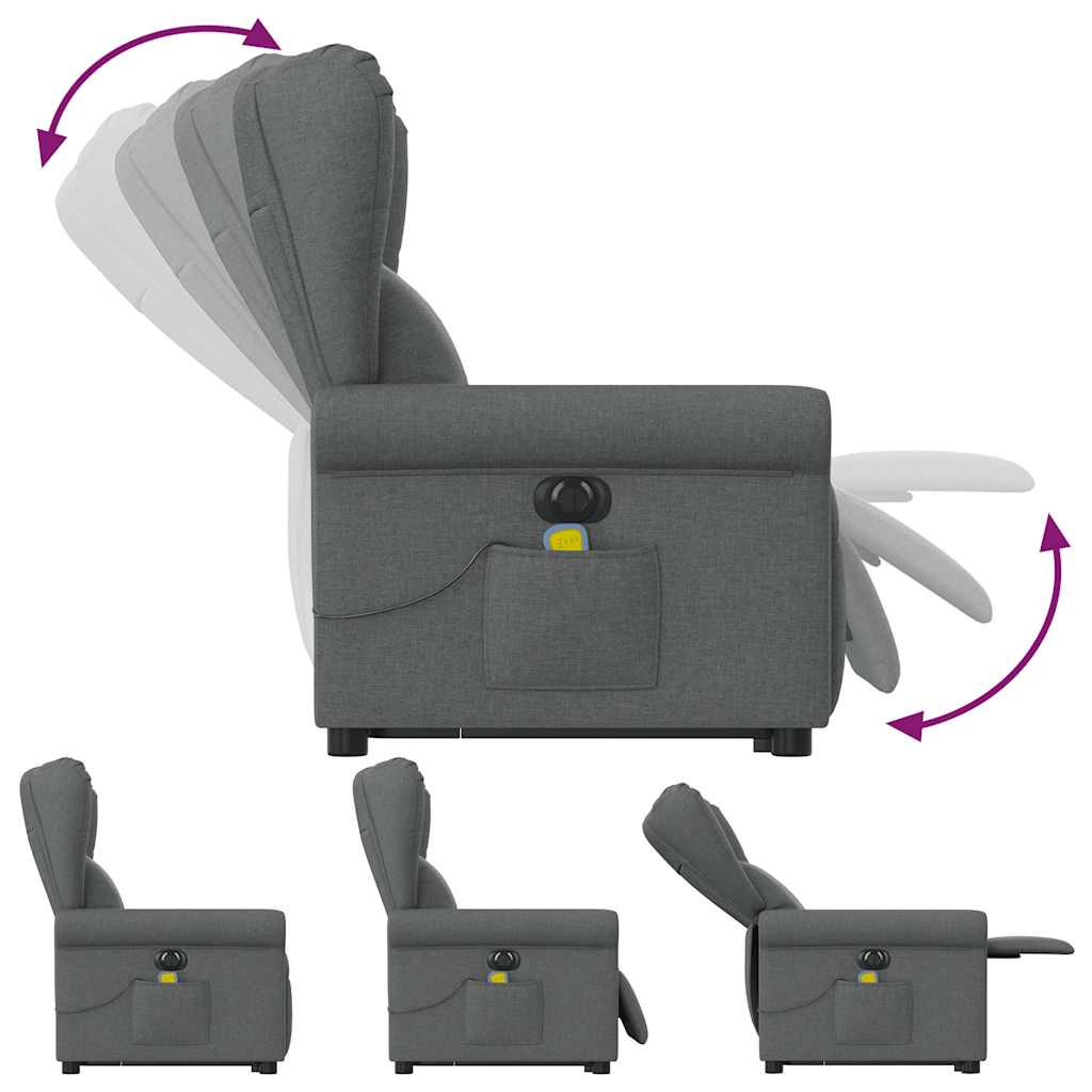 Fauteuil inclinable de massage électrique Gris foncé Tissu Fauteuils vidaXL