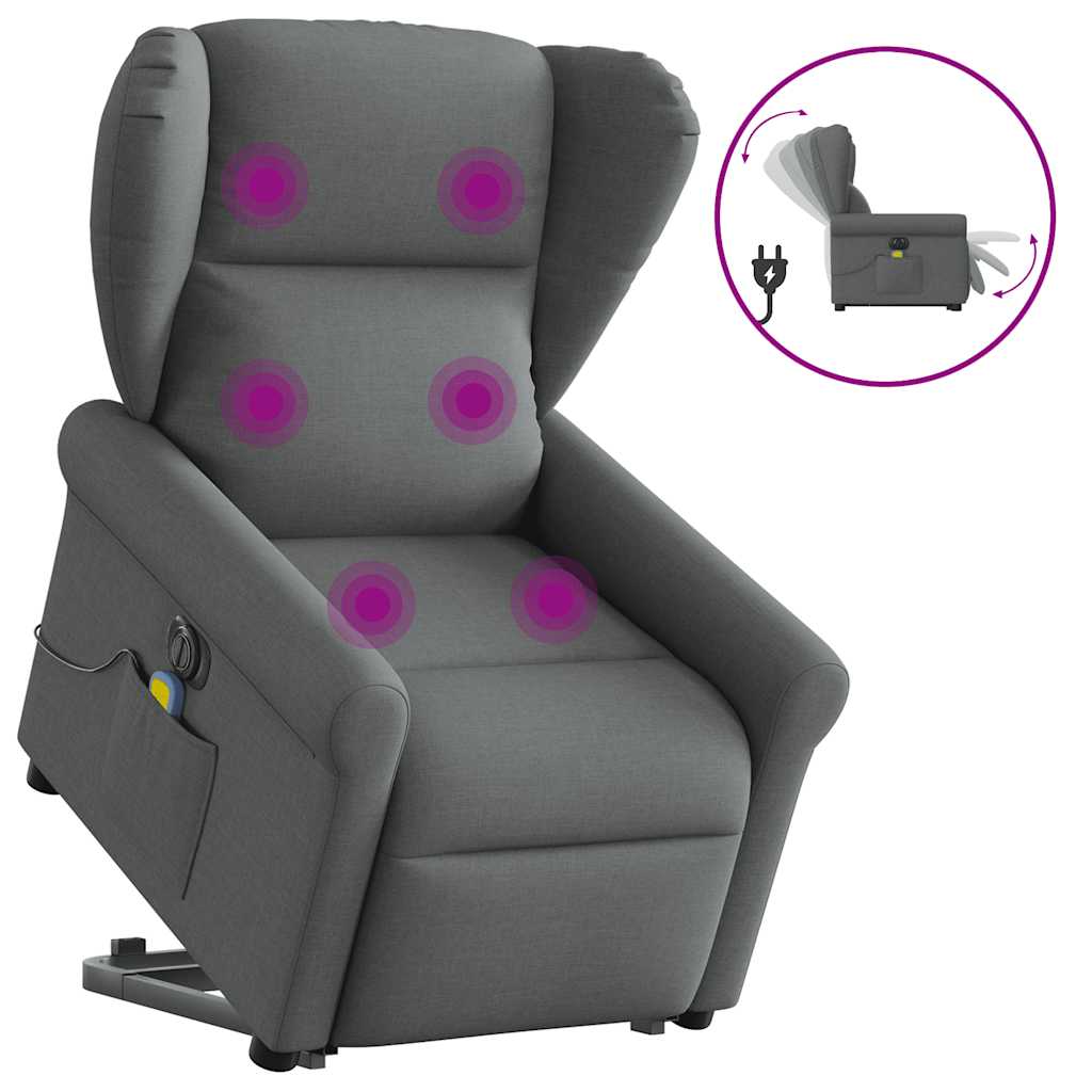 Fauteuil inclinable de massage électrique Gris foncé Tissu Fauteuils vidaXL