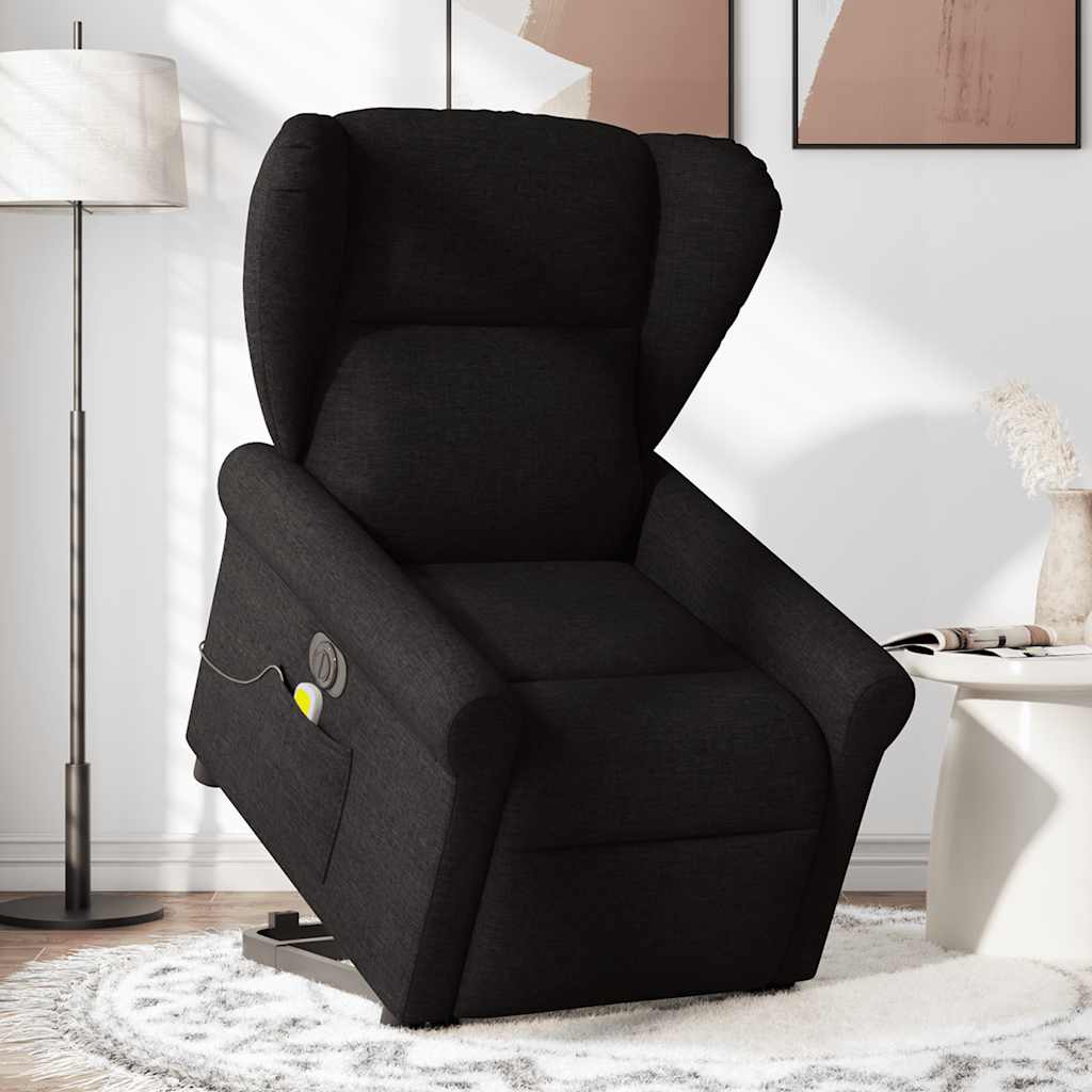 Fauteuil inclinable de massage électrique Noir Tissu Fauteuils vidaXL