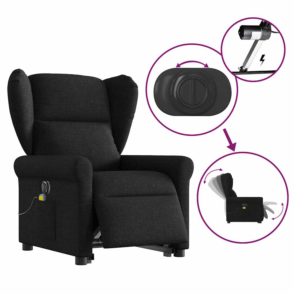 Fauteuil inclinable de massage électrique Noir Tissu Fauteuils vidaXL