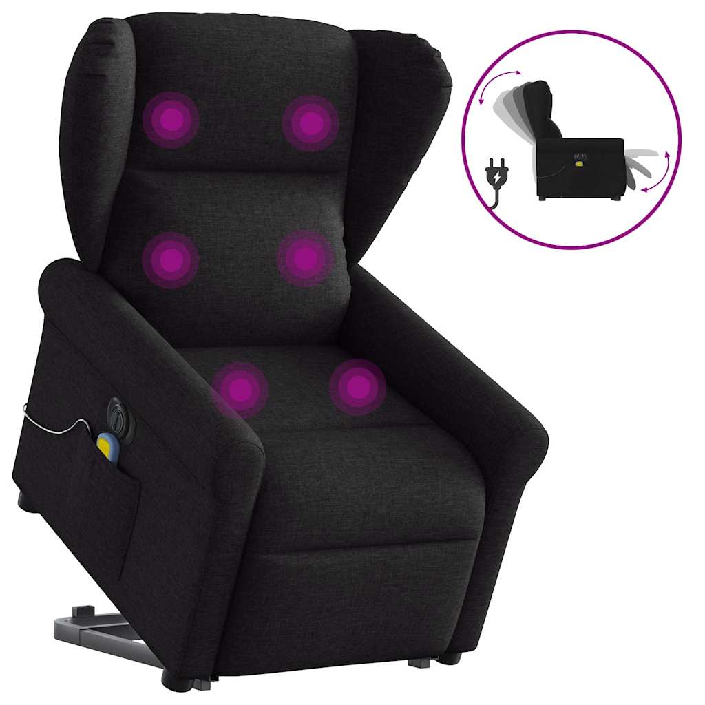 Fauteuil inclinable de massage électrique Noir Tissu Fauteuils vidaXL