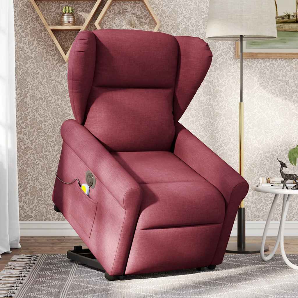 Fauteuil inclinable de massage électrique Rouge bordeaux Tissu Fauteuils vidaXL