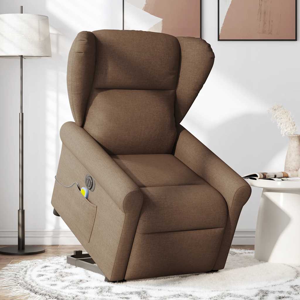 Fauteuil inclinable de massage électrique Marron Tissu Fauteuils vidaXL