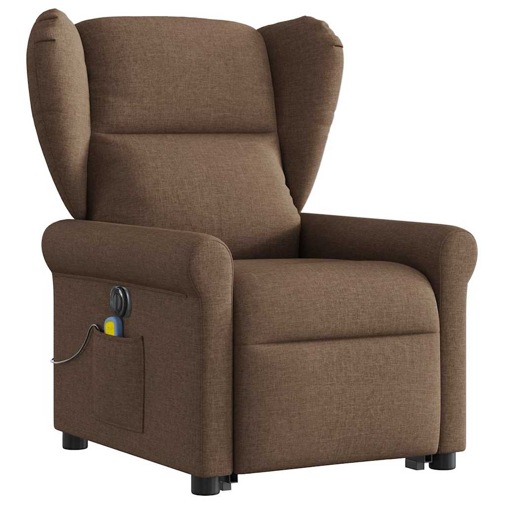 Fauteuil inclinable de massage électrique Marron Tissu Fauteuils vidaXL