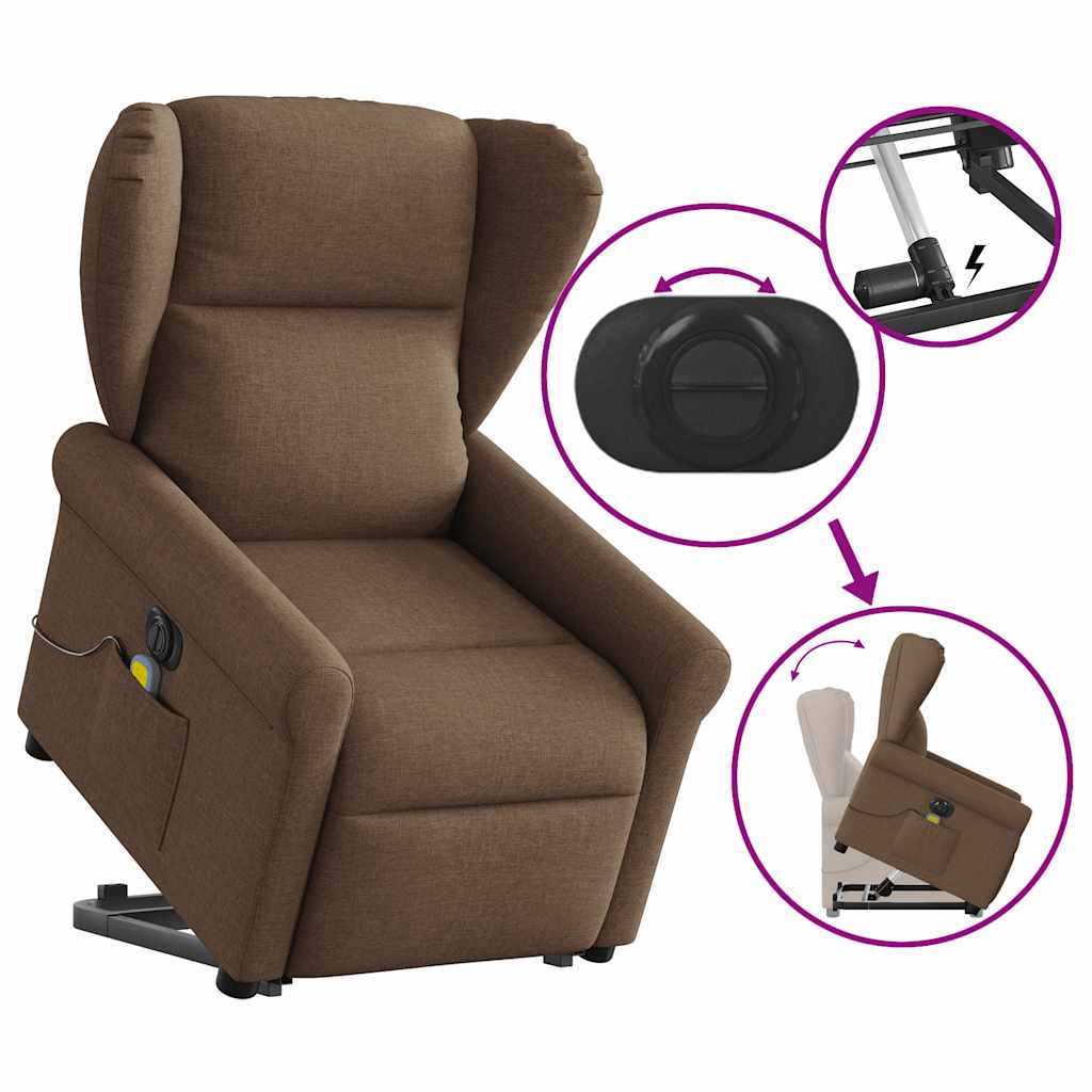 Fauteuil inclinable de massage électrique Marron Tissu Fauteuils vidaXL