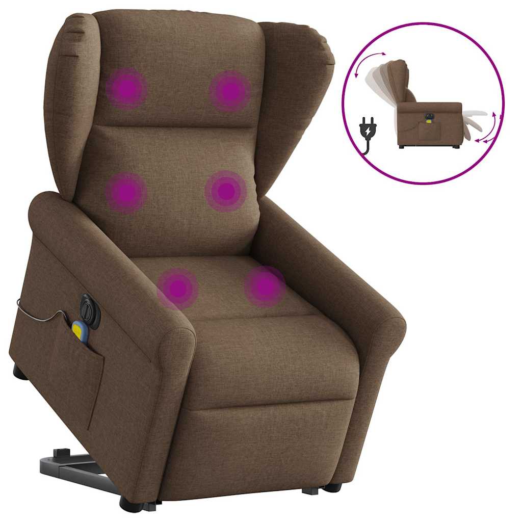 Fauteuil inclinable de massage électrique Marron Tissu Fauteuils vidaXL