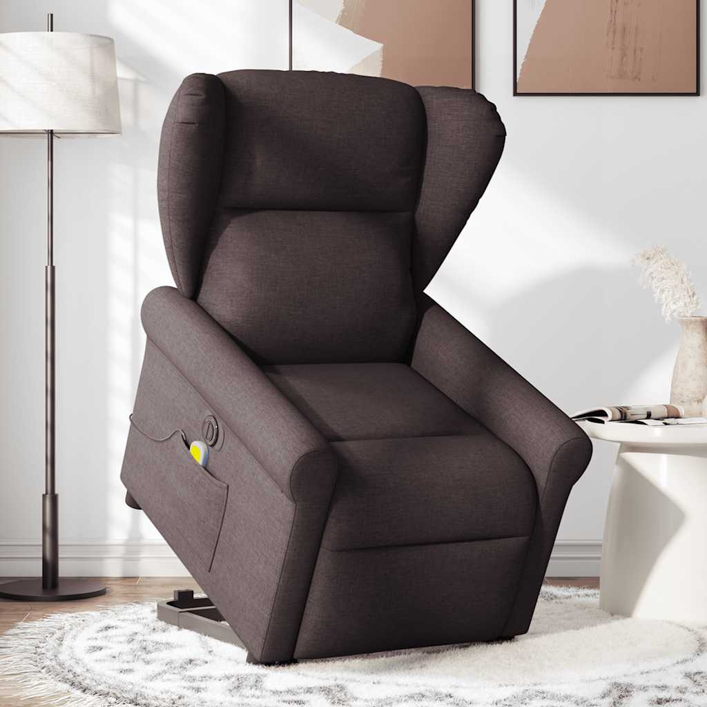 Fauteuil inclinable de massage électrique Marron foncé Tissu Fauteuils vidaXL