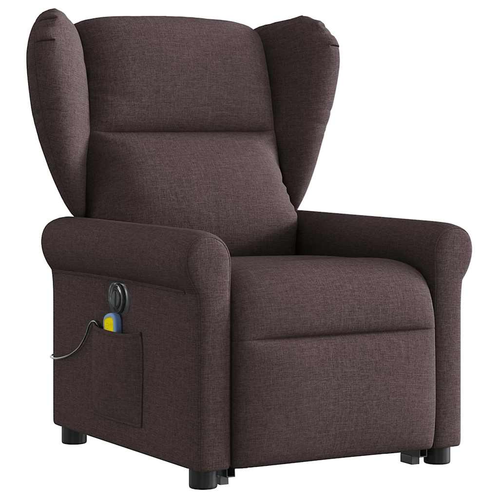 Fauteuil inclinable de massage électrique Marron foncé Tissu Fauteuils vidaXL