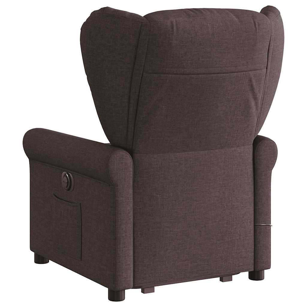 Fauteuil inclinable de massage électrique Marron foncé Tissu Fauteuils vidaXL