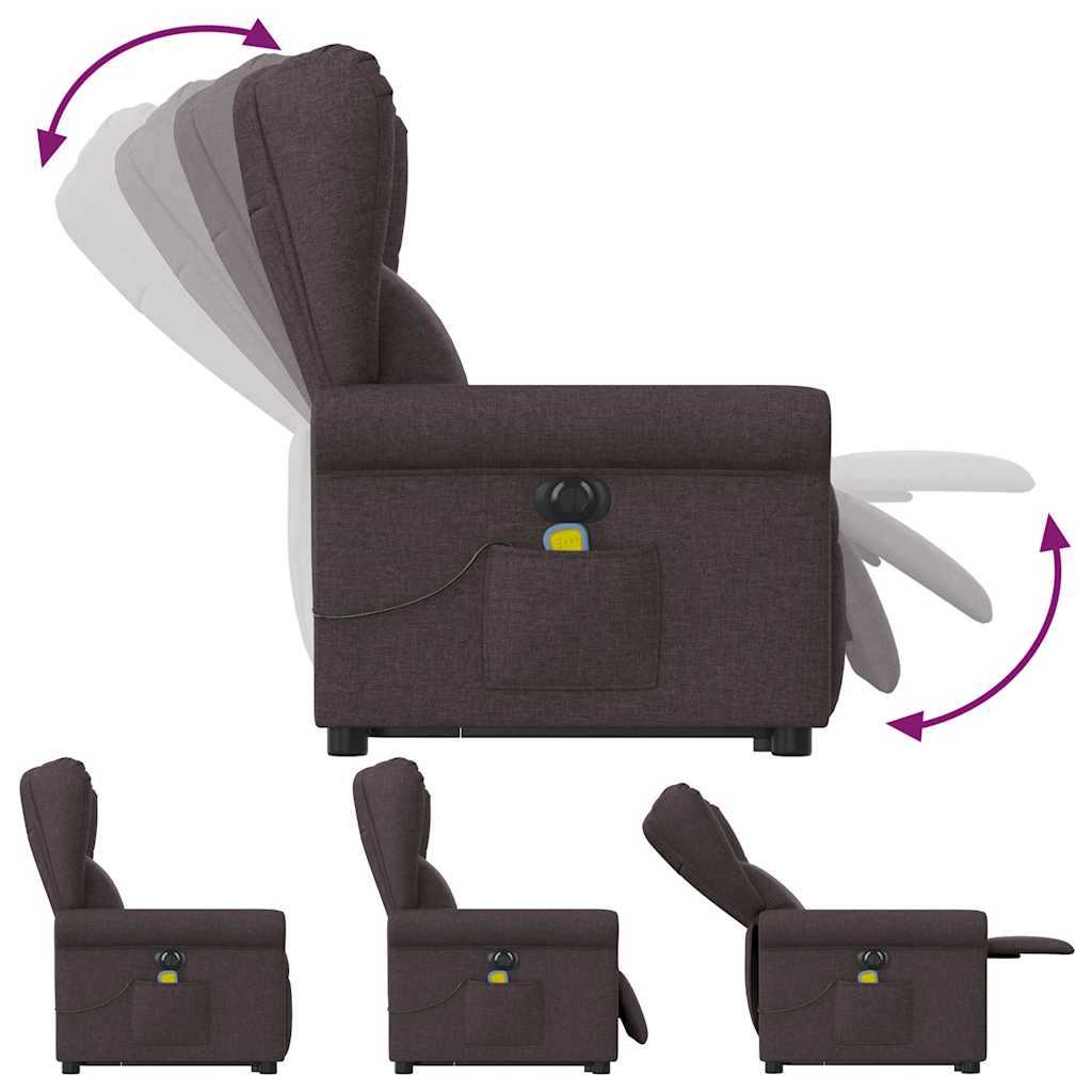 Fauteuil inclinable de massage électrique Marron foncé Tissu Fauteuils vidaXL