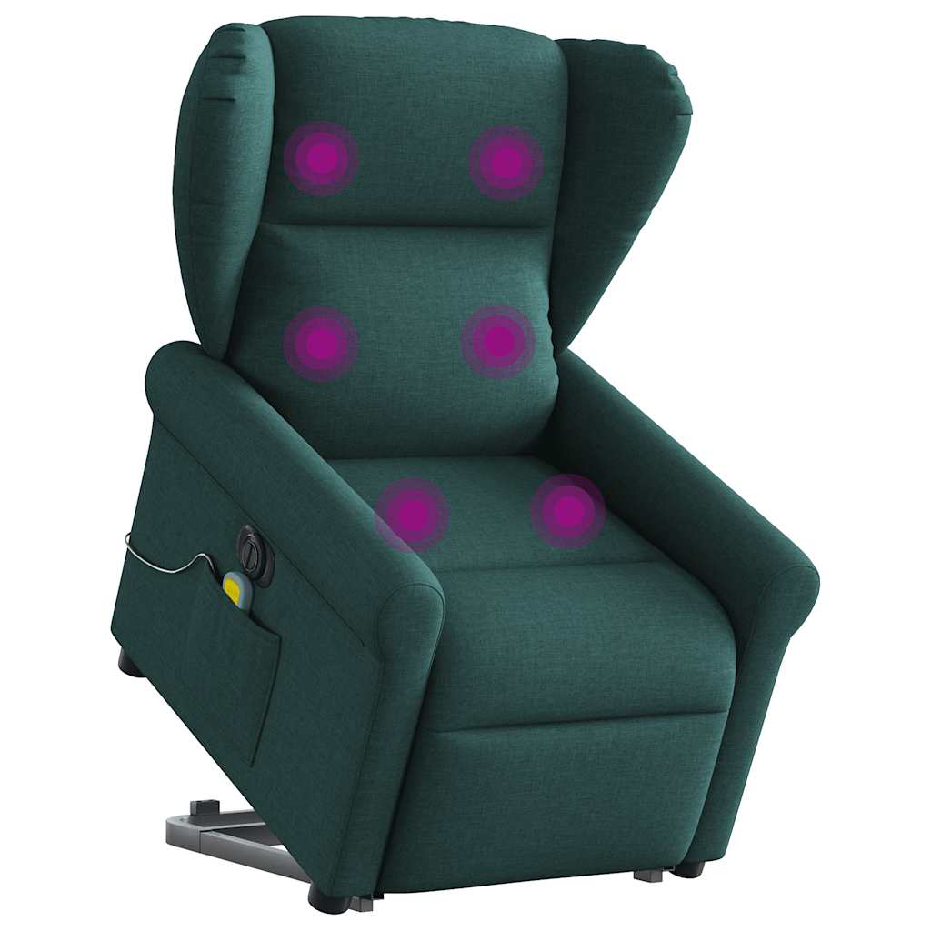 Fauteuil inclinable de massage électrique Vert foncé Tissu Fauteuils vidaXL