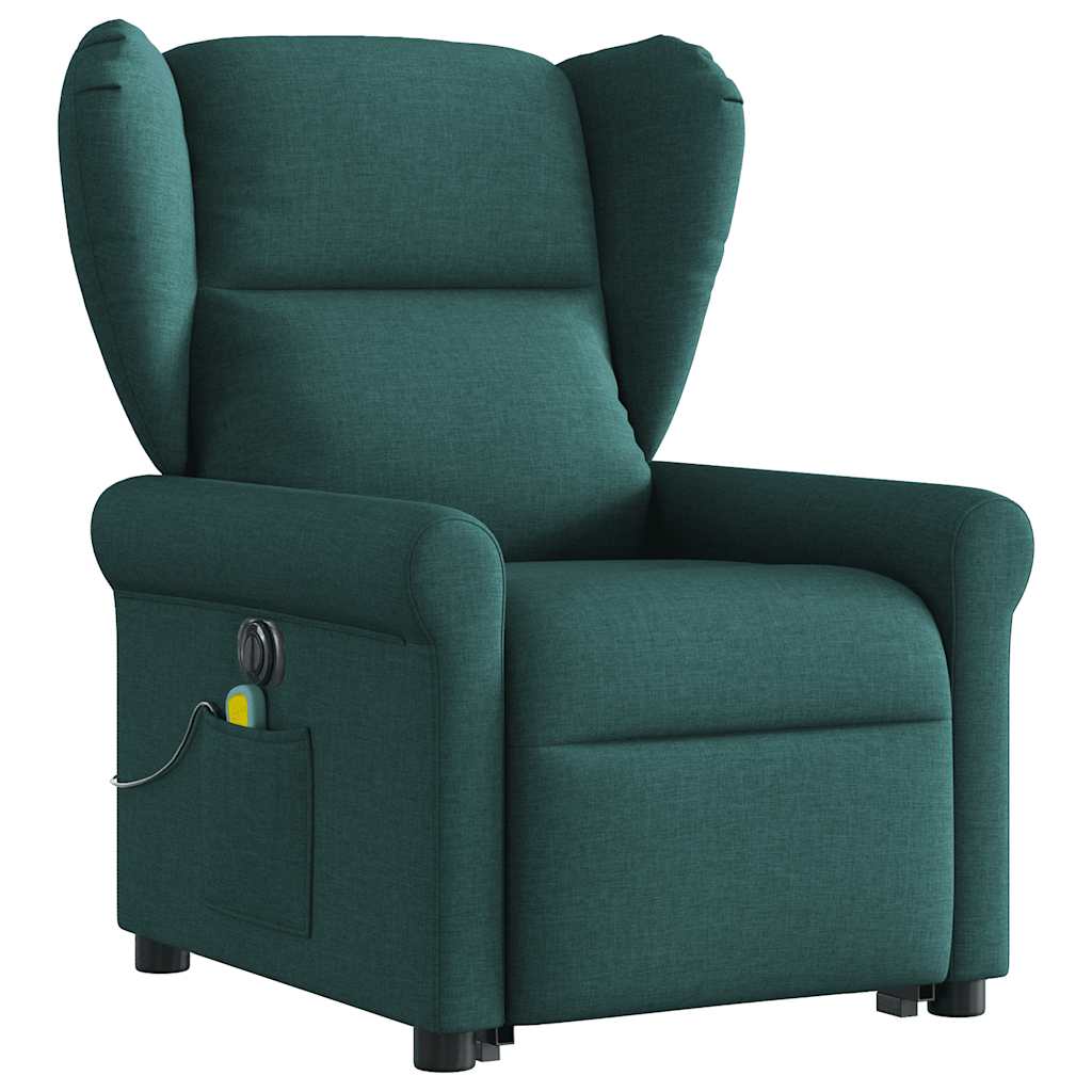 Fauteuil inclinable de massage électrique Vert foncé Tissu Fauteuils vidaXL