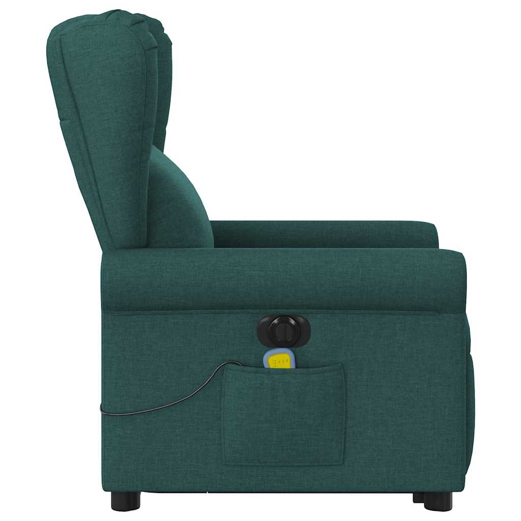 Fauteuil inclinable de massage électrique Vert foncé Tissu Fauteuils vidaXL