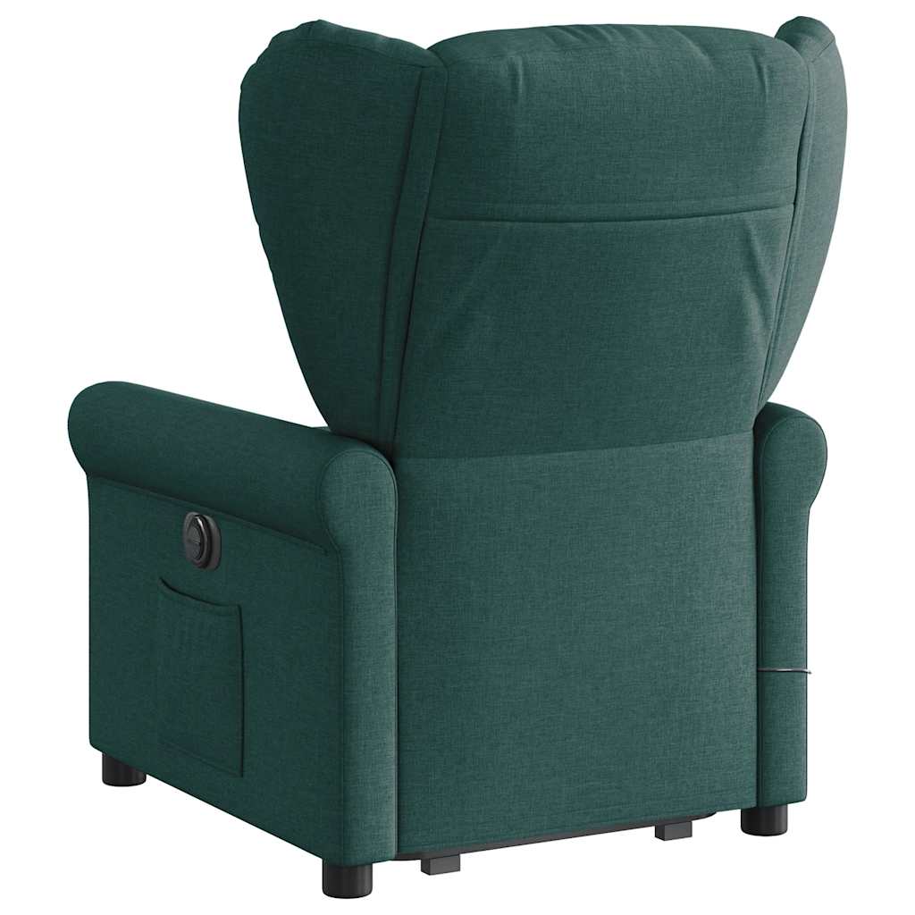 Fauteuil inclinable de massage électrique Vert foncé Tissu Fauteuils vidaXL