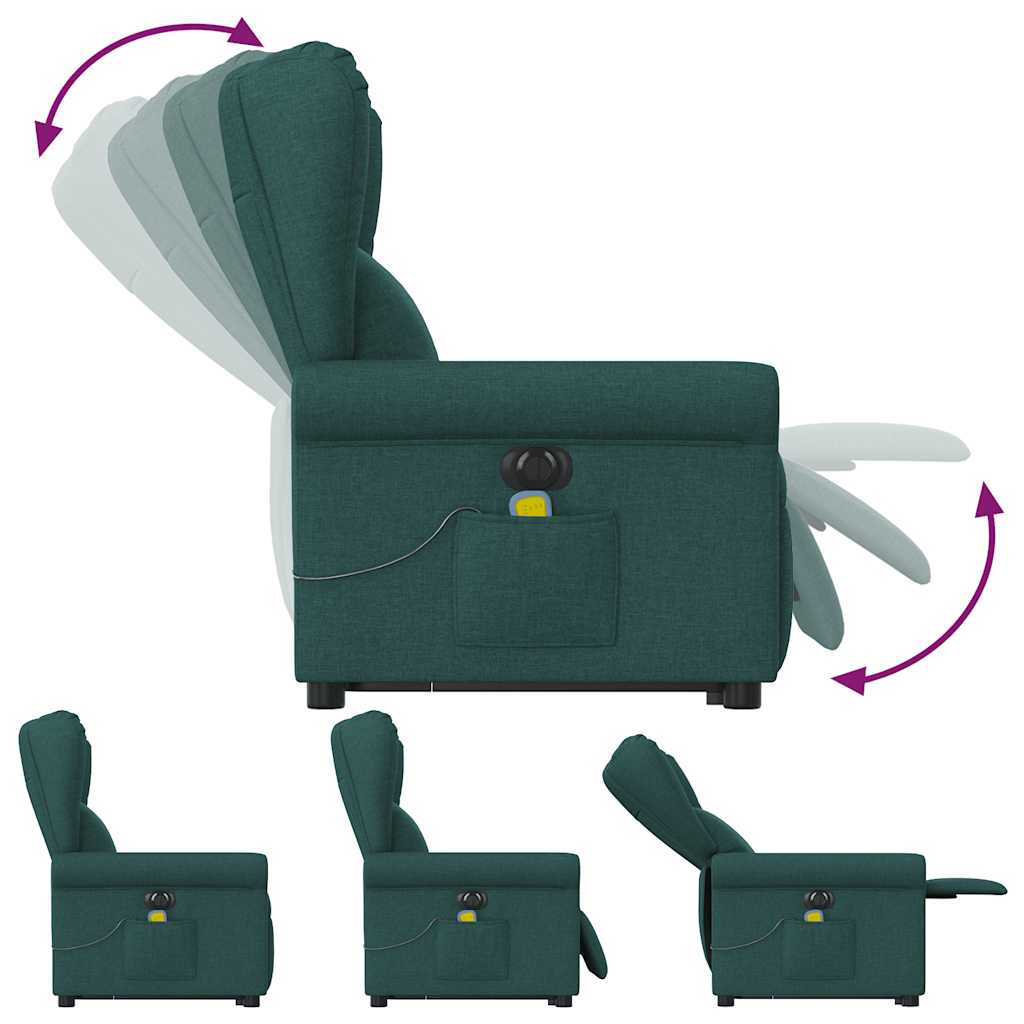 Fauteuil inclinable de massage électrique Vert foncé Tissu Fauteuils vidaXL