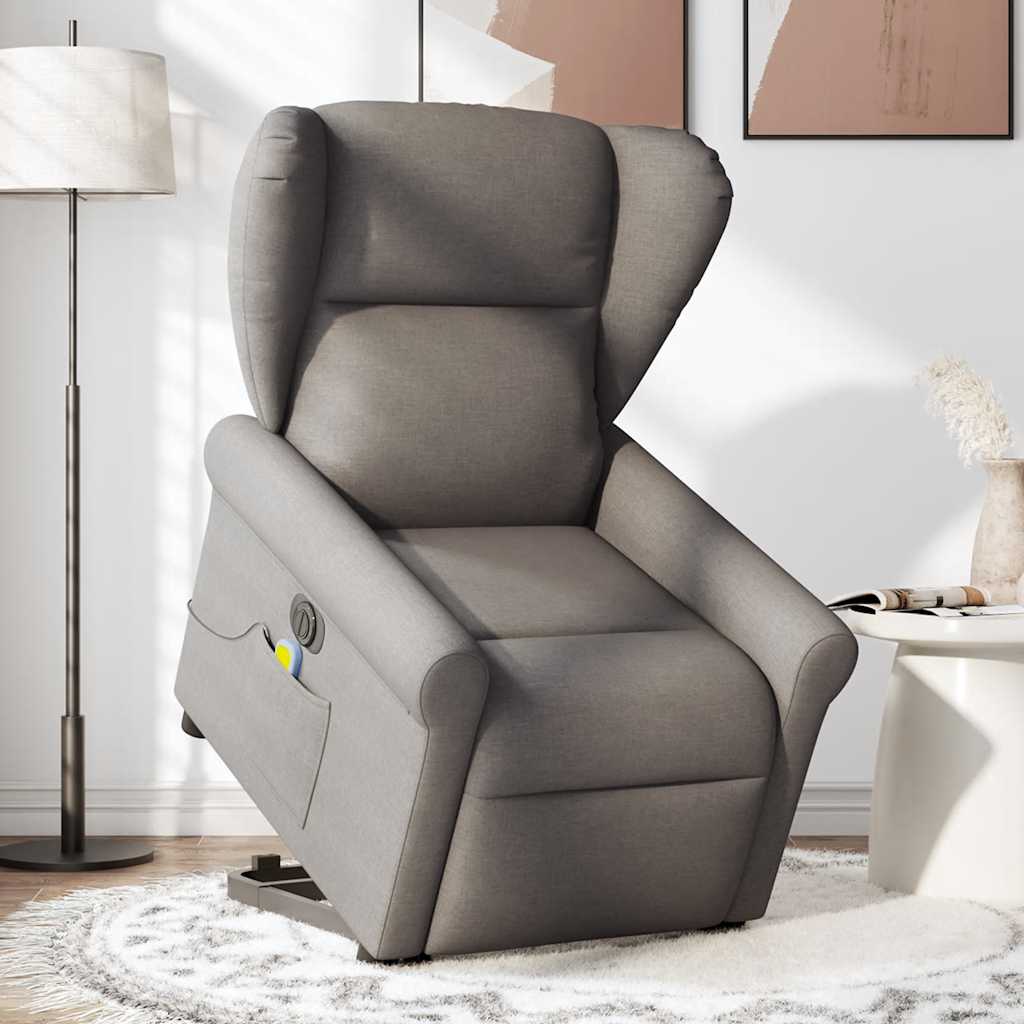 Fauteuil inclinable de massage électrique Taupe Tissu Fauteuils vidaXL