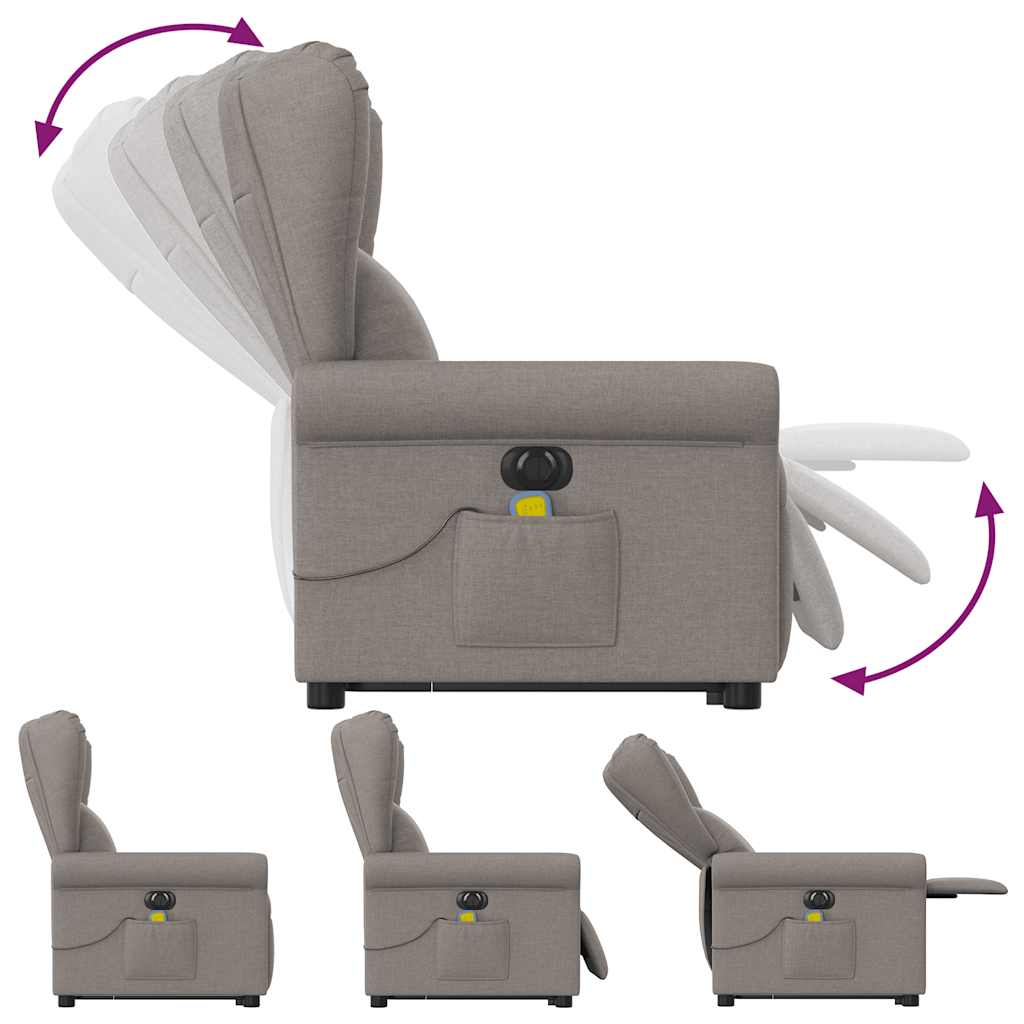 Fauteuil inclinable de massage électrique Taupe Tissu Fauteuils vidaXL