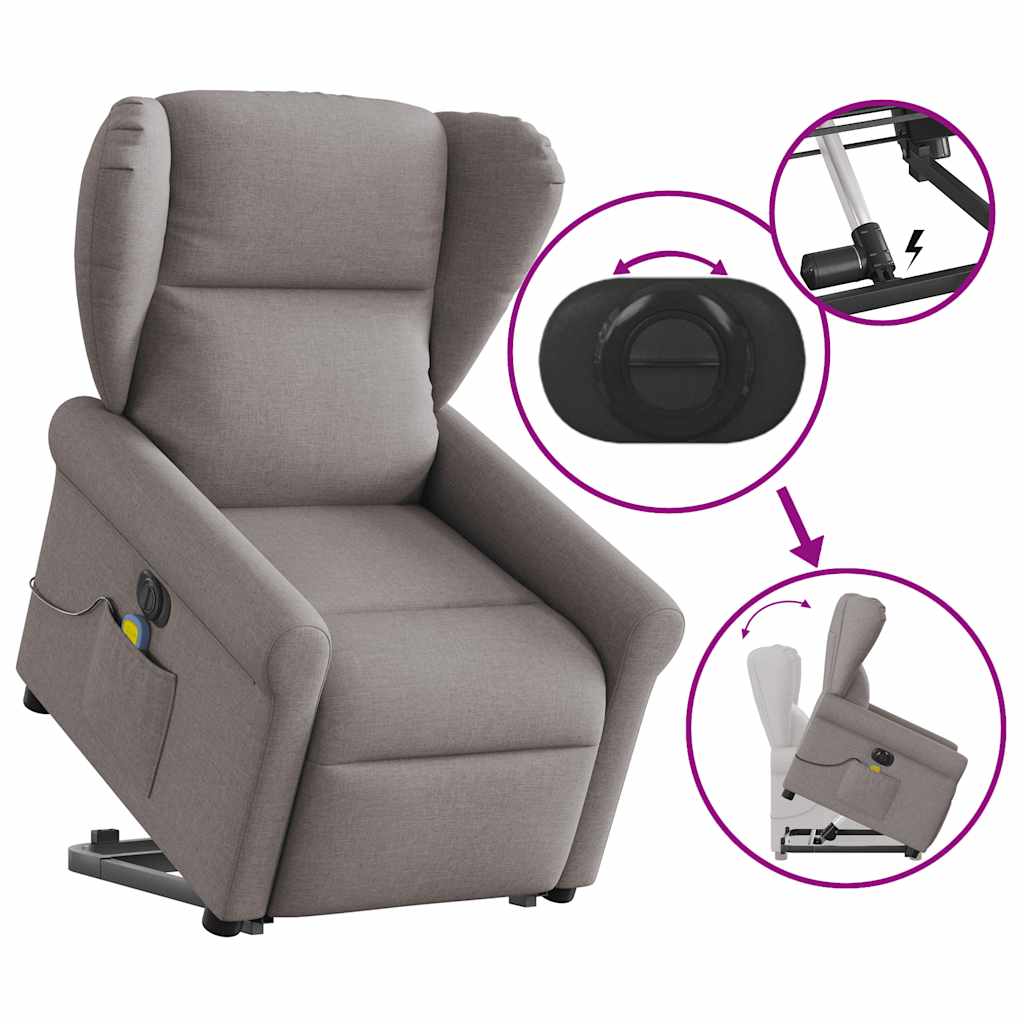 Fauteuil inclinable de massage électrique Taupe Tissu Fauteuils vidaXL