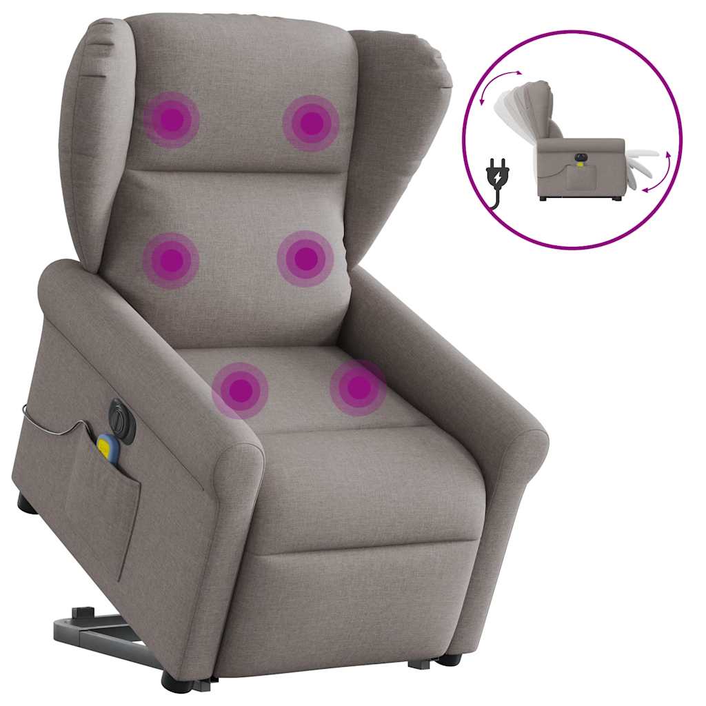 Fauteuil inclinable de massage électrique Taupe Tissu Fauteuils vidaXL